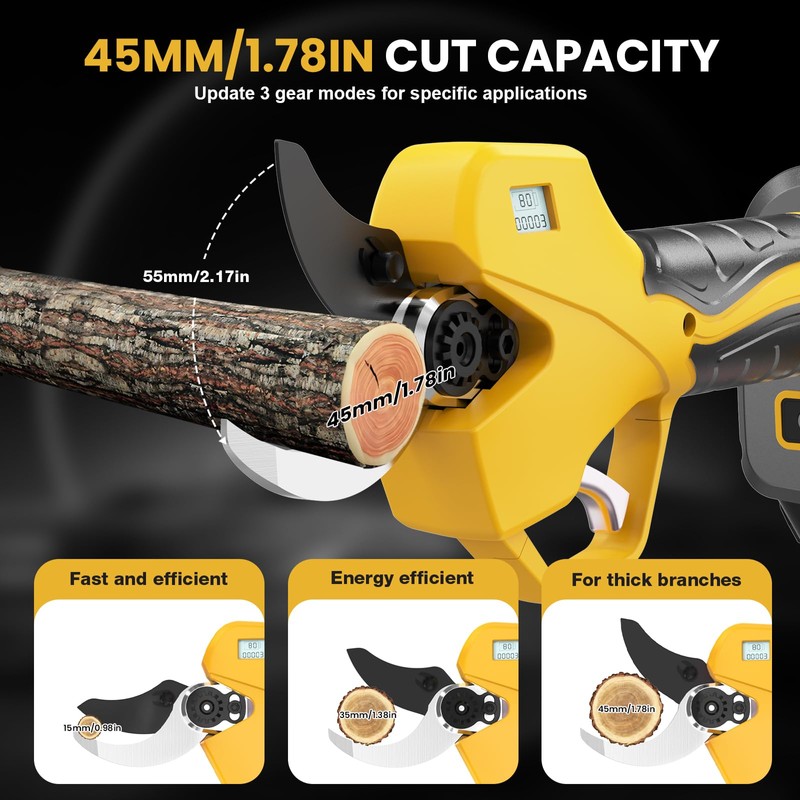 Electric Pruning Shears, Lopper 1.5-2In(50mm),2 * 2000mAh 21V Battery, Professional
