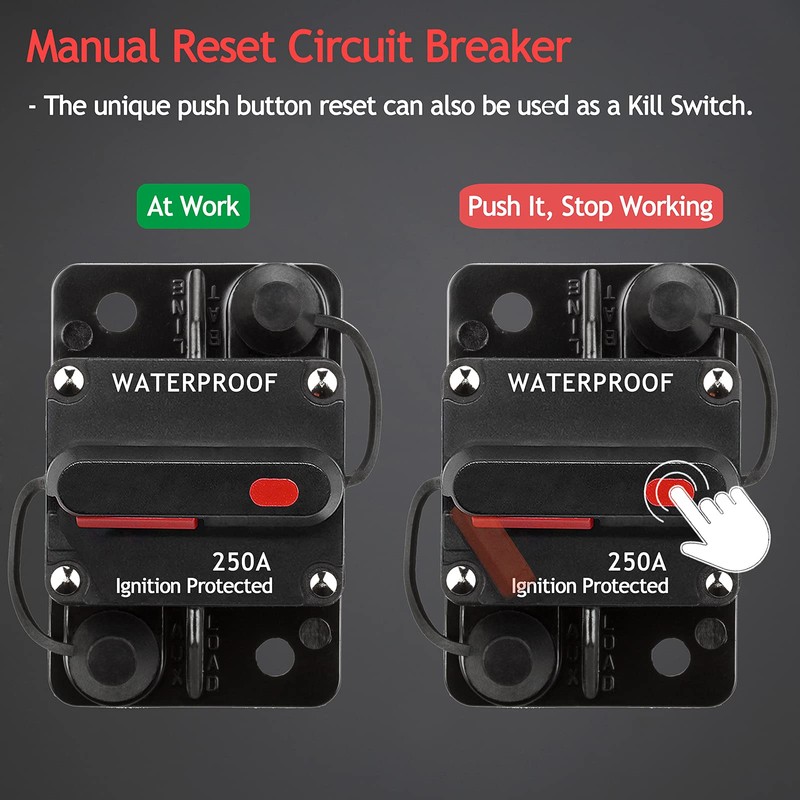 Hamolar 3 Pack 250A Circuit Breaker Manual Reset Fuse Holder