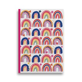 Eurowrap A4 Lined Notepad – 100 Sheets, Colourful Rainbow Design Cover, Pink Printed Inside Cover, Perfect for Notes, Writing, and Organisation