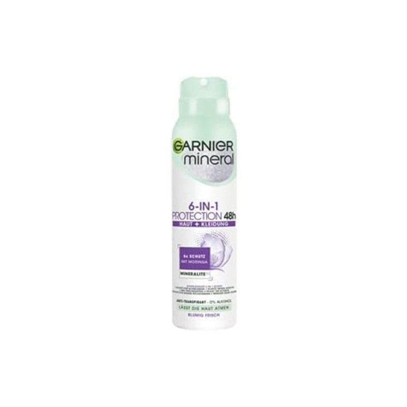 Garnier Mineral 6-in-1 48H Antiperspirant with Moringa & Mineralite, Floral