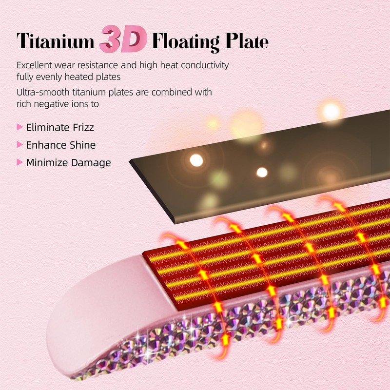 DORISILK 480°F High Temp Hair Straightener and Curler, Titanium Flat