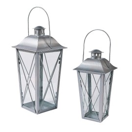 Silver Lantern Set - Home Decor - 2 Pieces