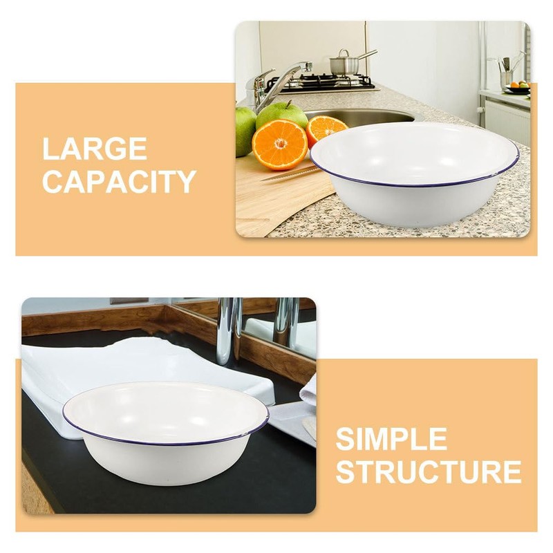 Large Mixing Bowl Enamel Basin 32cm Face Washing Sourdough Enamel