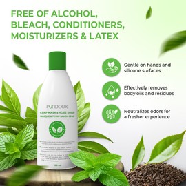 Purdoux CPAP Mask & Hose Soap Unscented(Pack of 3 Bottles, 250ML /8.4OZ Green Tea-Mint)-CPAP Supplies, CPAP Accessories, CPAP Soap Cleaner for CPAP Machine