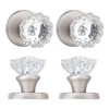 SHINY HANDLES 4 Pack Crystal Dummy Door Knob Brushed Nickel,
