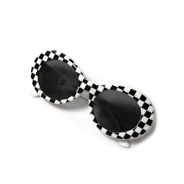 JUSLINK Bold Retro Oval Mod Thick Frame Sunglasses Round Lens
