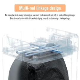 Self Sealing and Self Changing Smart Automatic Trash Can with 7 × Specialized Garbage Bags Ring, TYPE-C Charging Port, Built-In Li-Ion Battery, 4.5 Gallon, White for Kitchen, Home, Office and More