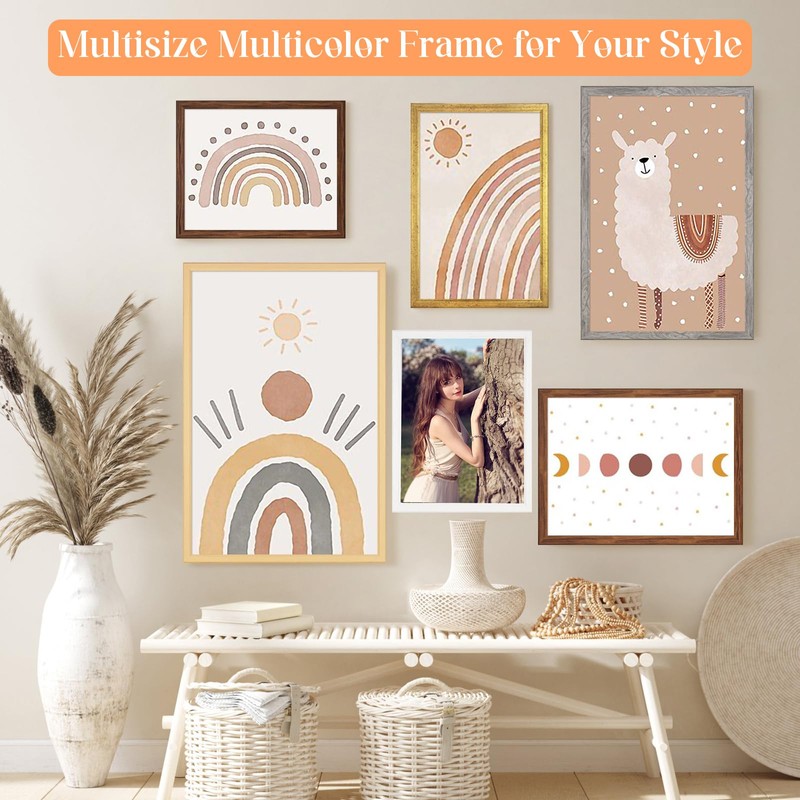 MOUDAMION 10x12 Wood Frame Brown, Natural Wooden 12x10in Picture Frames,