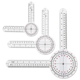 Prasacco Goniometer Set, 3 Pcs of 6/8/12 Inch Physical Therapy Protractor Tool Protractor Angle Ruler Measuring Tool Plastic 360 Degree Goniometer for Body Measuring Tape Goniometer Protractor Ruler