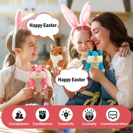 Qrooper Talking Hamster - Stuffed Animals Toy for Girls 2 3 4 5 6 Year Old, Repeats What You Say - Toddler Interactive Plush Toys, Birthday Gifts for Girls 2 Years and Up