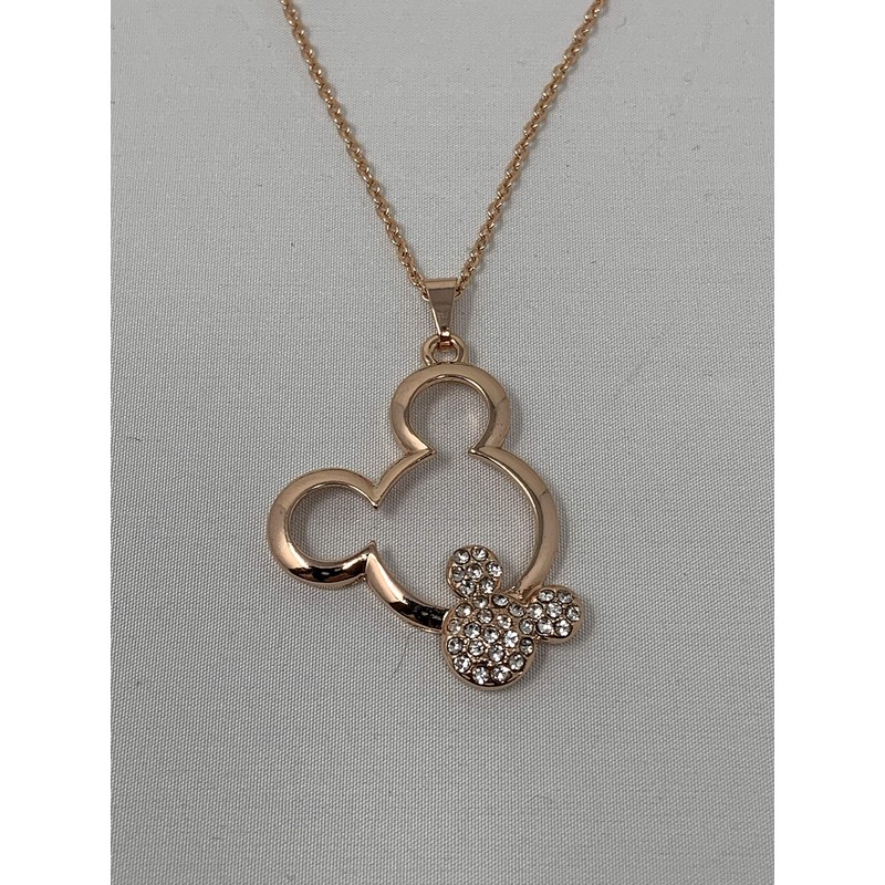 Mickey Pendant Necklace with Gems for Women & Girls (Rose