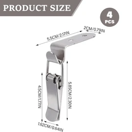 Lexziuo 4PCS 90 Degree Latch Stainless Steel Spring Loaded Toggle Clamp with Clasp - Heavy Duty Buckle Hook for Toolboxes, Cabinets, Wooden Cases & Barn Doors