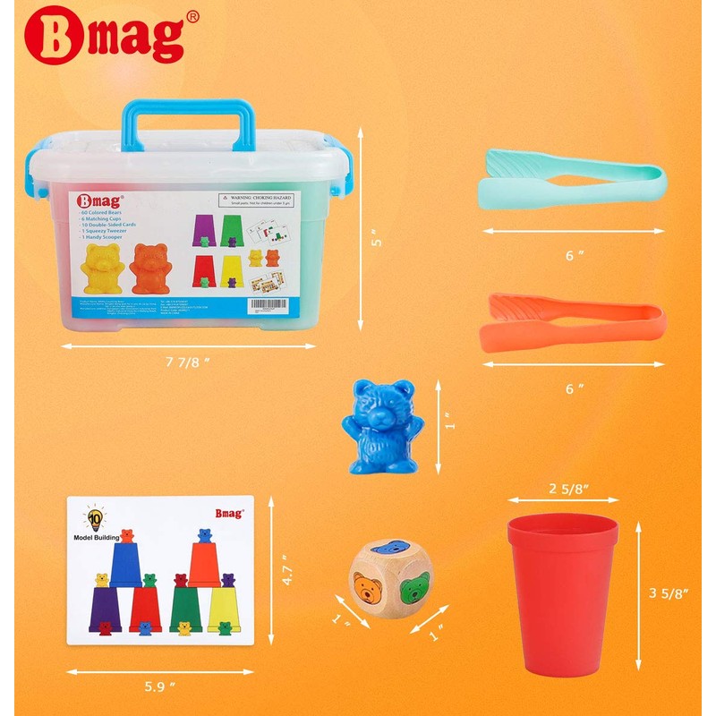 Bmag Counting Bears with Matching Sorting Cups,Pre-School Math Learning Games