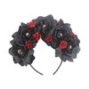 Floral Fall Day of the Dead Flower Crown Festival Headband Rose Mexican Floral Headpiece HC-23 (Black Rose)