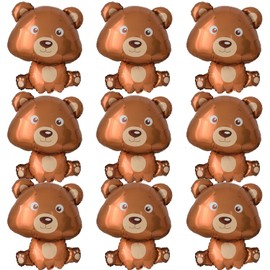 32 Pcs Bear Balloons, 1rd Number Balloons 40 inch Large Brown Bear Balloons Baby Shower Decorations Birthday Balloons Foil Animal Balloons for We Can Bearly Waits Theme Birthday Party Decor (1rd)