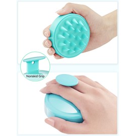 HEETA Scalp Massager Hair Growth, Soft Silicone Scalp Scrubber Shampoo Brush for Exfoliation, Dandruff Removal Head Massage Stress Relax, Wet & Dry Use for Thick Thin Curly Hair Care, Green