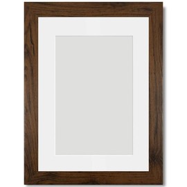 Alison Kingsgate Walnut A4 Frame With Mount For A5 Size (14.8 x 21cm) - Modern Design Walnut A4 Picture Frame With Mount with Safe Perspex Front & Wall Hanging Hooks - Handmade Frames