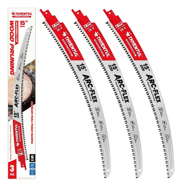 THYENTUL 15" Japanese Teeth Reciprocating Saw Blades, 6TPI Arc Flex