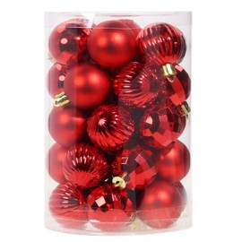 Penta Angel Christmas Ball Ornaments 30Pcs Xmas Tree Decoration Hanging Balls for Indoor Outdoor Holiday Birthday Wedding Party Decoration (4cm, Red)