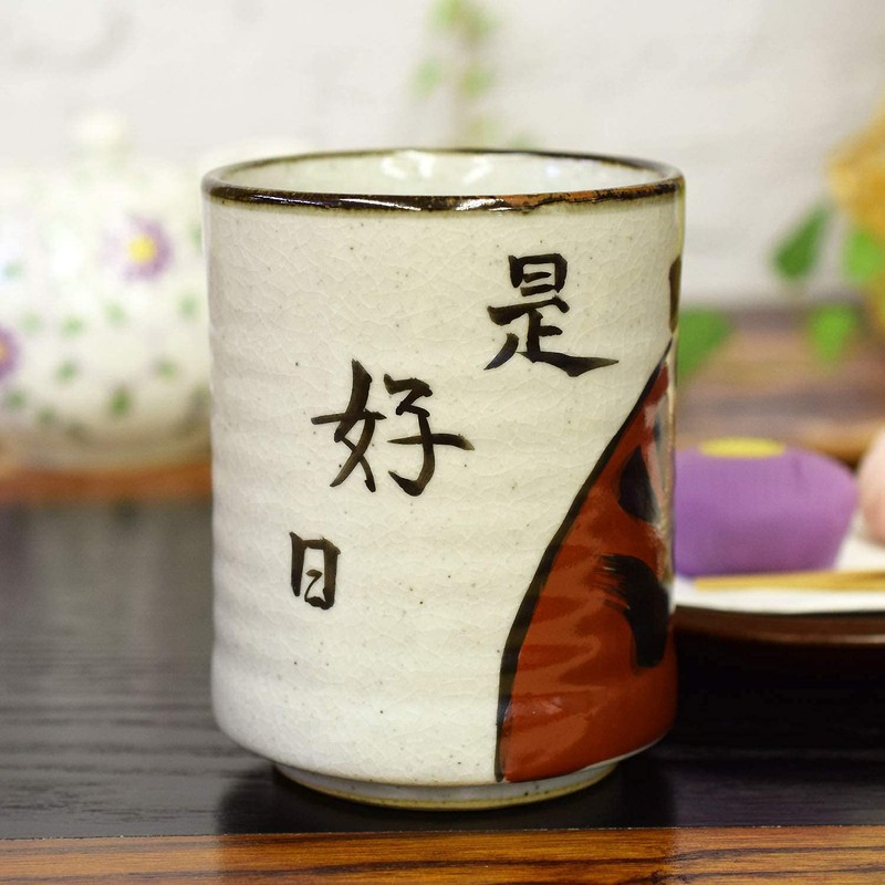Large Tea Cup Kutaniyaki Yunomi Daruma Tea Bowl Pottery Brand