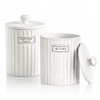 Ronasip White Ceramic Bathroom Organizer and Storage Jars with Lid,