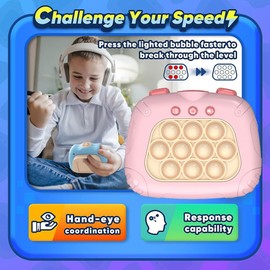 Yefun Pop Fidget It Quick Push Game, Pop Fidget Electronic Sensor Game, Puzzle Game Machine Game Controller, Bubble Sensory Fidget Toy for Children Adults (Pink)