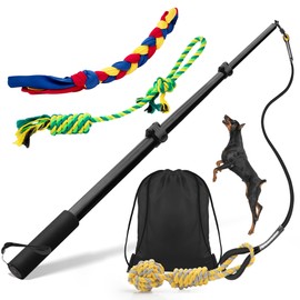 Ycozy Flirt Pole for Dogs, 40.6" - Upgraded Dog Flirt Pole with Detachable Interactive Toys for Chase and Tug of War, Dog Teaser Wand with Chewing Toy for Outdoor Exercise & Training