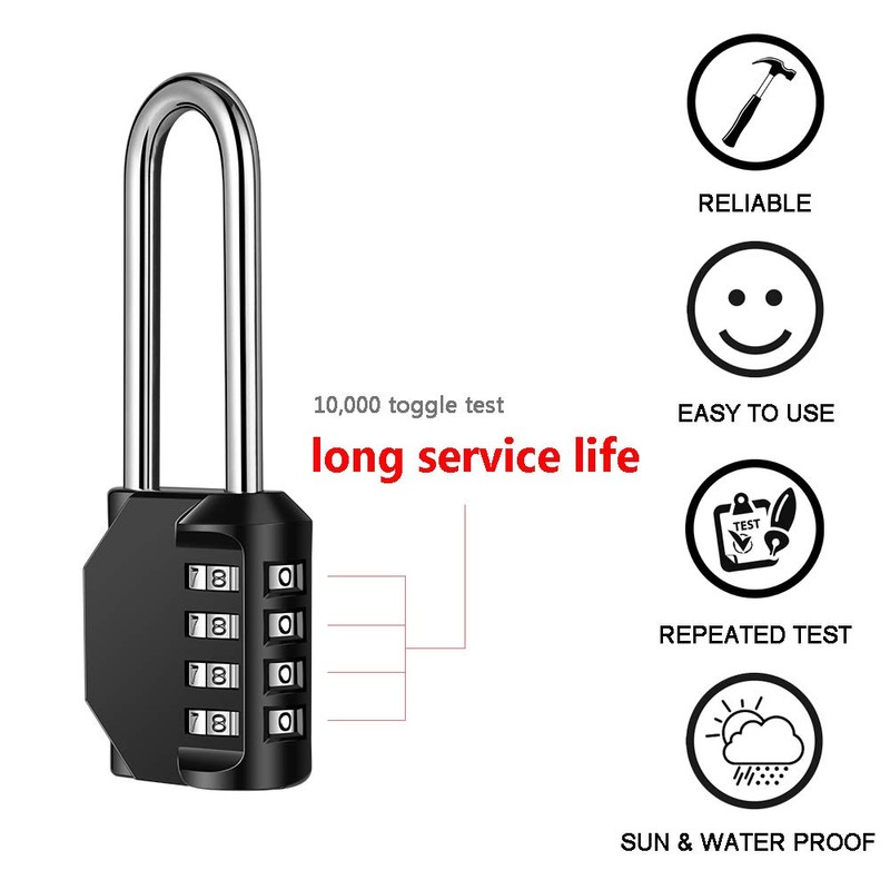 2 Pack disecu 2.6 Inch Long Shackle Combination Lock, 4