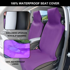 INFANZIA Premium Waterproof Seat Cover 2 Pcs Upgraded Car Seat Protector Neoprene Universal Fit, 100% Washable Removable Non-Slip Sweat Car Seat Towel Cover, Perfect for Gym, Yoga (Purple, Two)