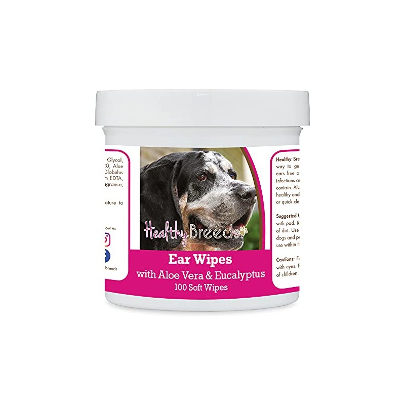 Healthy Breeds Bluetick Coonhound Ear Cleaning Wipes with Aloe &