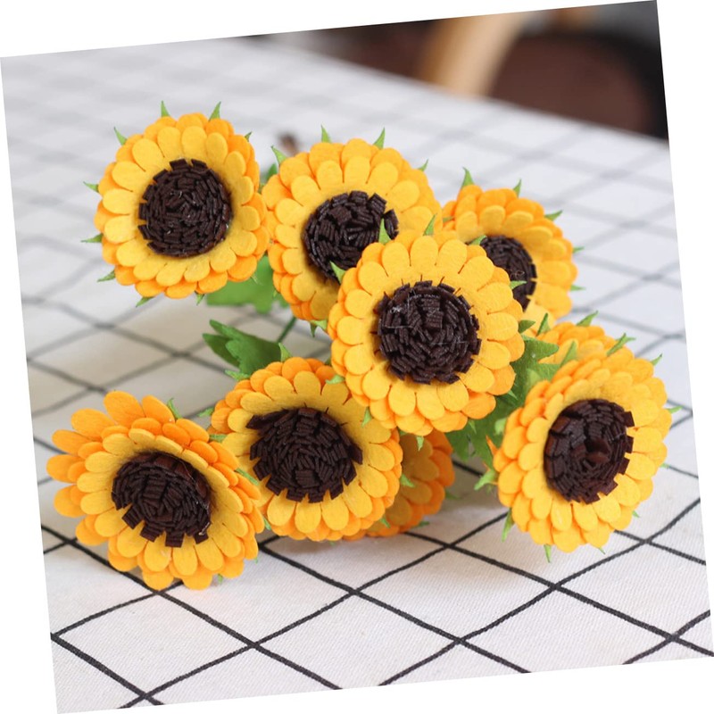 EXCEART 10pcs Non-Woven Sunflower Bouquet Artificial Faux Fabric DIY Kit