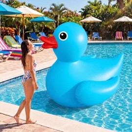 Hungdao 1 PC 6 Feet Giant Inflatable Duck Huge Rubber Duck Large Blow up Inflatable Pool Float for Adult Summer Beach Swimming Pool Party Decoration