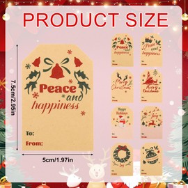 200pcs Christmas Tags Stickers, Self-Adhesive Xmas Santa Labels Christmas Kraft Stickers Smooth Write Easy to Peel Gift Name Sticker Christmas for Envelope Sealing Decoration