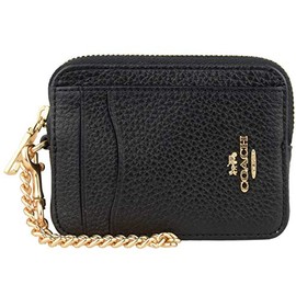 Coach 6303 C0058 Women's Card Case, Coin Purse, Pass Case, Commuter Holder, Outlet Brand, Leather (Black), Black