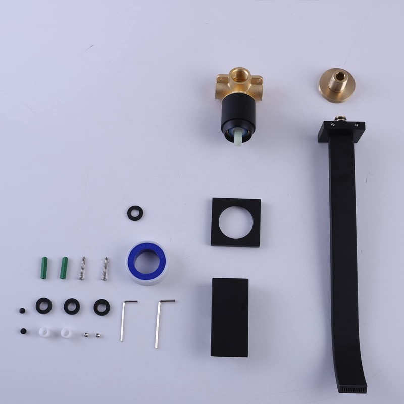 BEIYI Matte Black Wall Mount Tub Filler Bath Tub Faucet