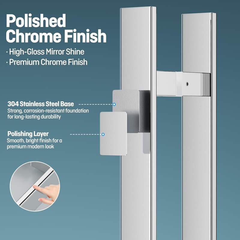 Ranbo H-Shaped 24" Push Pull Door Handle,Back to Back, 400mm