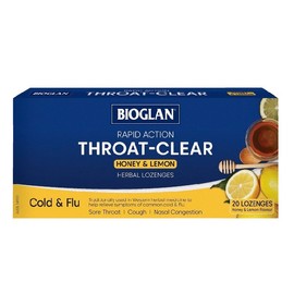 Bioglan Lozenges Rapid Action Throat-Clear Honey & Lemon X 20