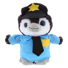 DolliBu Penguin Police Officer Plush Toy - Super Soft Grey Penguin Cop Stuffed Animal Dress Up with Cute Cop Uniform and Cap Outfit Gift for Law Enforcement - 9 Inches