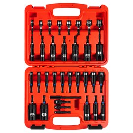 BLACKROBOT Impact Magnetic Nut Driver Set, 34-Piece Metric & SAE Driver Bit Set, Deep Nut Driver Set, 1/4'' Quick Change Cr-V Steel Hex Nut Drivers with Sturdy Tool Box