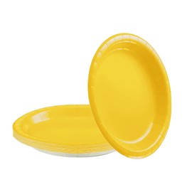 YAAVAAW 16Pcs Yellow Paper Plates Party Supplies,7" Round Dessert Plate Dinner Luncheon Plates Plates Tableware Creative DIY Paper Plates Solid Color Party Plates for Kids Adult Birthday,BBQ,Picnic