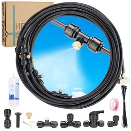 CarefreTrayd Misters for Outside Patio, 59ft Misting Line + Filter + 23 Brass Misting Nozzles +Brass Adapter(3/4") Misting System for Garden, Greenhouse, Trampoline and Chicken Coop
