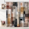 Moonslim Boho Beige Brown Grey Shower Curtains, Mid Century Abstract
