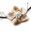 Avalaya Antique White Shell Flower On Flex Wire Choker Necklace