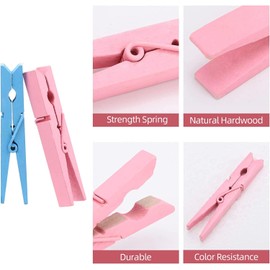 Tecbeauty 200pcs Colored Clothespins Wooden Clothes Pins, Wood Clips for Crafts Pictures Classroom Photos, 3inch, Random Colors