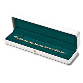 Papten Leather Green and White Long Chain Necklace Jewellery Gift Box Elegant Velvet Necklace Pendant Bracelet Box for Jewellery Display Wedding Engagement Valentine's Day