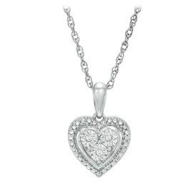 Tamborat WOMEN'S ACCENT HEART NECKLACE 10K WGP SIM DIAMONDS WITH 18" CABLE CHAIN