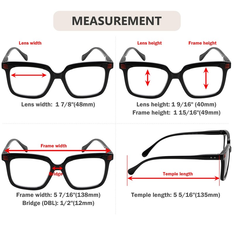 Eyekepper High Quality Glasses - Oversized Rectangular Quality Glasses for