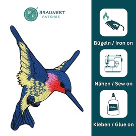 Hummingbird Bird Iron-On or Sew On Patch Iron-On Patch for Clothes Embroidered Iron-On Patch Applique Patch Size 6.3 x 8.8 cm