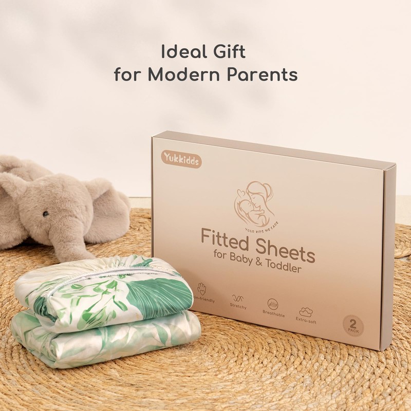 Yukkidds Cot Sheets 120x60 Fitted Cotbed Sheet 2 Pack Baby