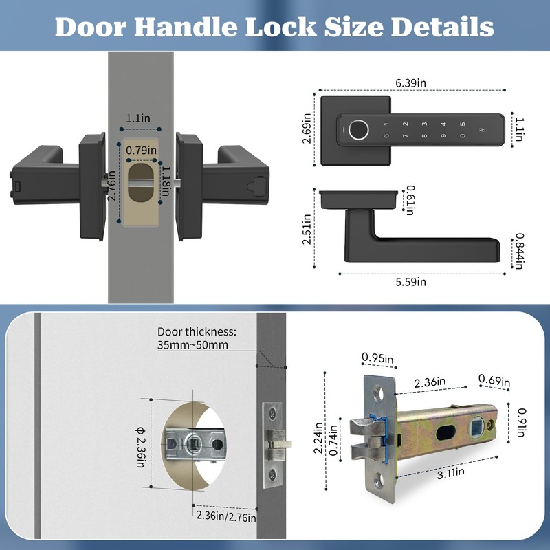 KENRONE Fingerprint Door Handle Lock Keyless Entry,3 Unlocking Methods Door